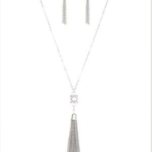 Paparazzi Silver Tassel Necklace with Earrings